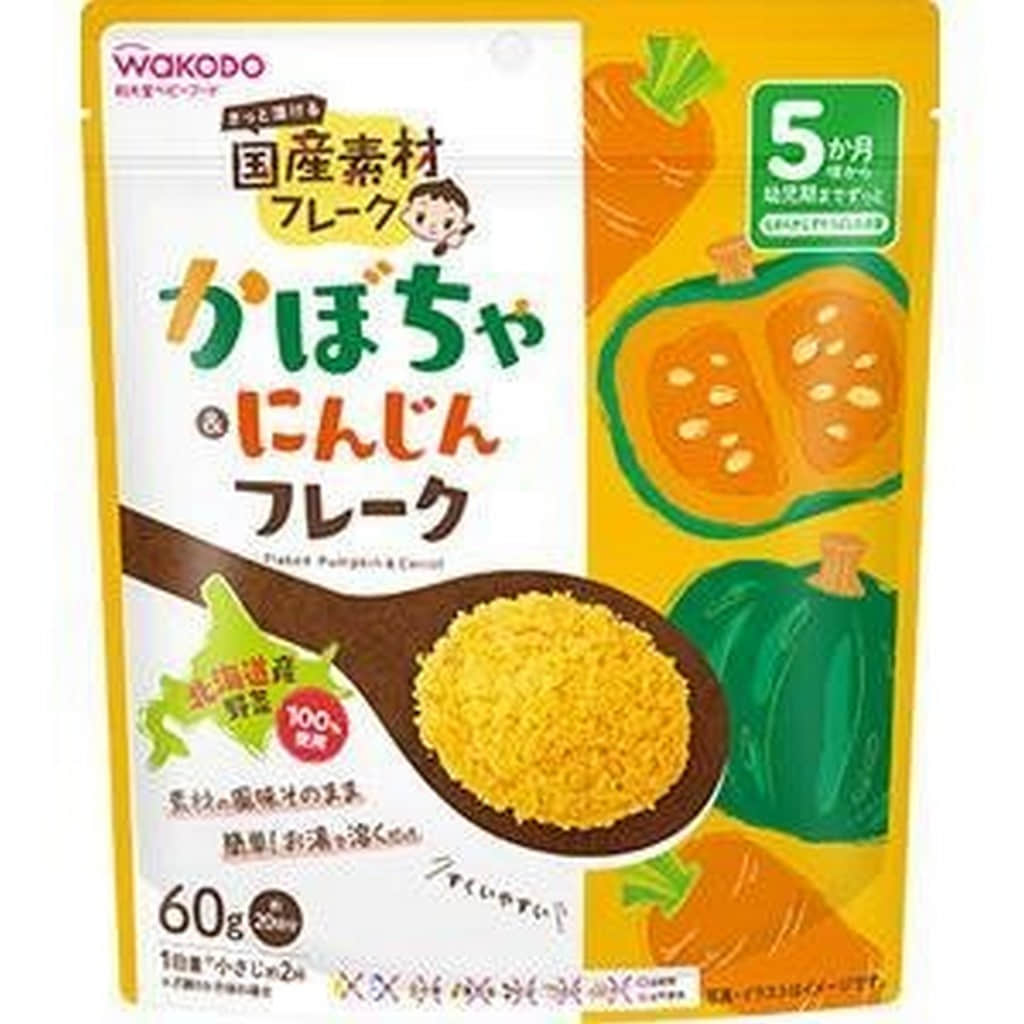 Wakodo Baby Food Domestic Material Flakes Pumpkin & Carrot Flakes 60g